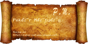 Pekár Mátyás névjegykártya
